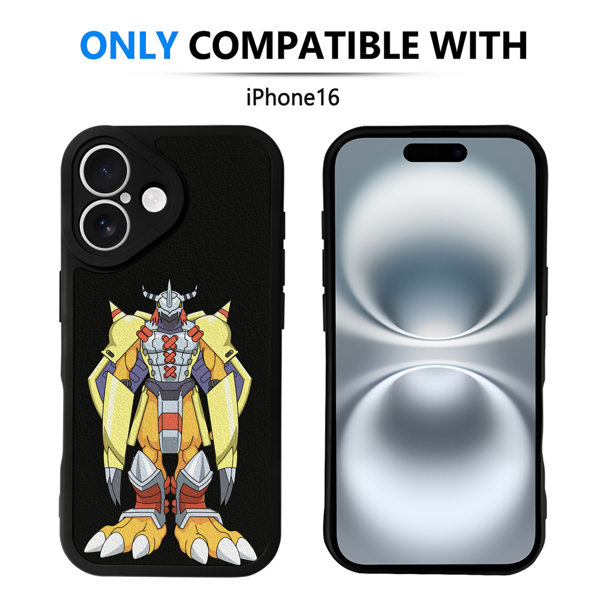 （画像用） Digimon デジタルモンスター/デジモン 【iPhone 16シリーズ対応】シリコンスマホケース（レザー調） 材質：シリコン